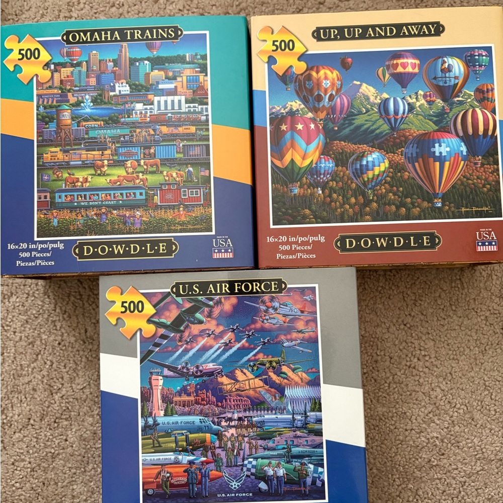 3Dowdle 550 pcsJigsaw Puzzle Set - Omaha Trains, Up, Up and Away, U.S. Air Force